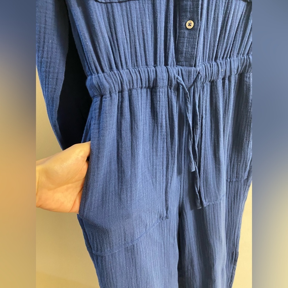 Madewell lightspun tapered leg‎ gauze navy blue jumpsuit women XS/S - Picture 6 of 10